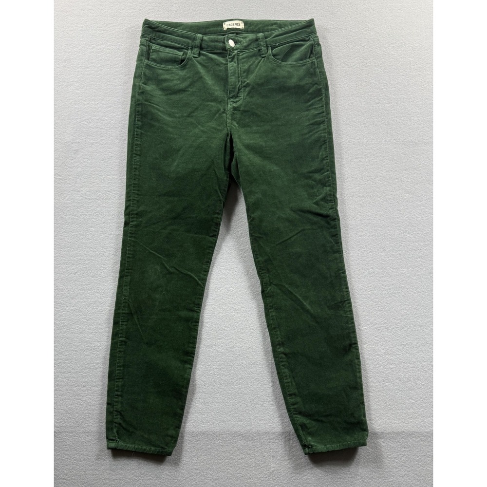 L'AGENCE Pants Womens 30 Green Corduroy‎ Skinny Jegging Stretch Ankle Casual